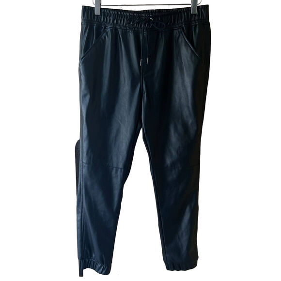 BB Dakota Women's Black Faux Leather Vegan Drawstring Jogger Pants - Size M - Picture 3 of 10